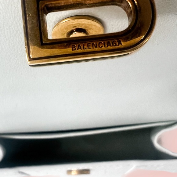 Balenciaga White Croc Embossed XXS Top Handle Crossbody Chain Bag - Picture 6 of 11